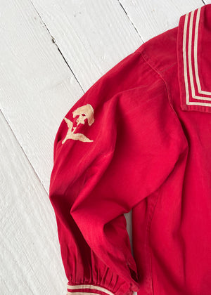 Vintage 1920s Red Sailor Style Shirt