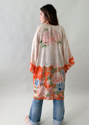 Vintage 1920s Floral Silk Robe
