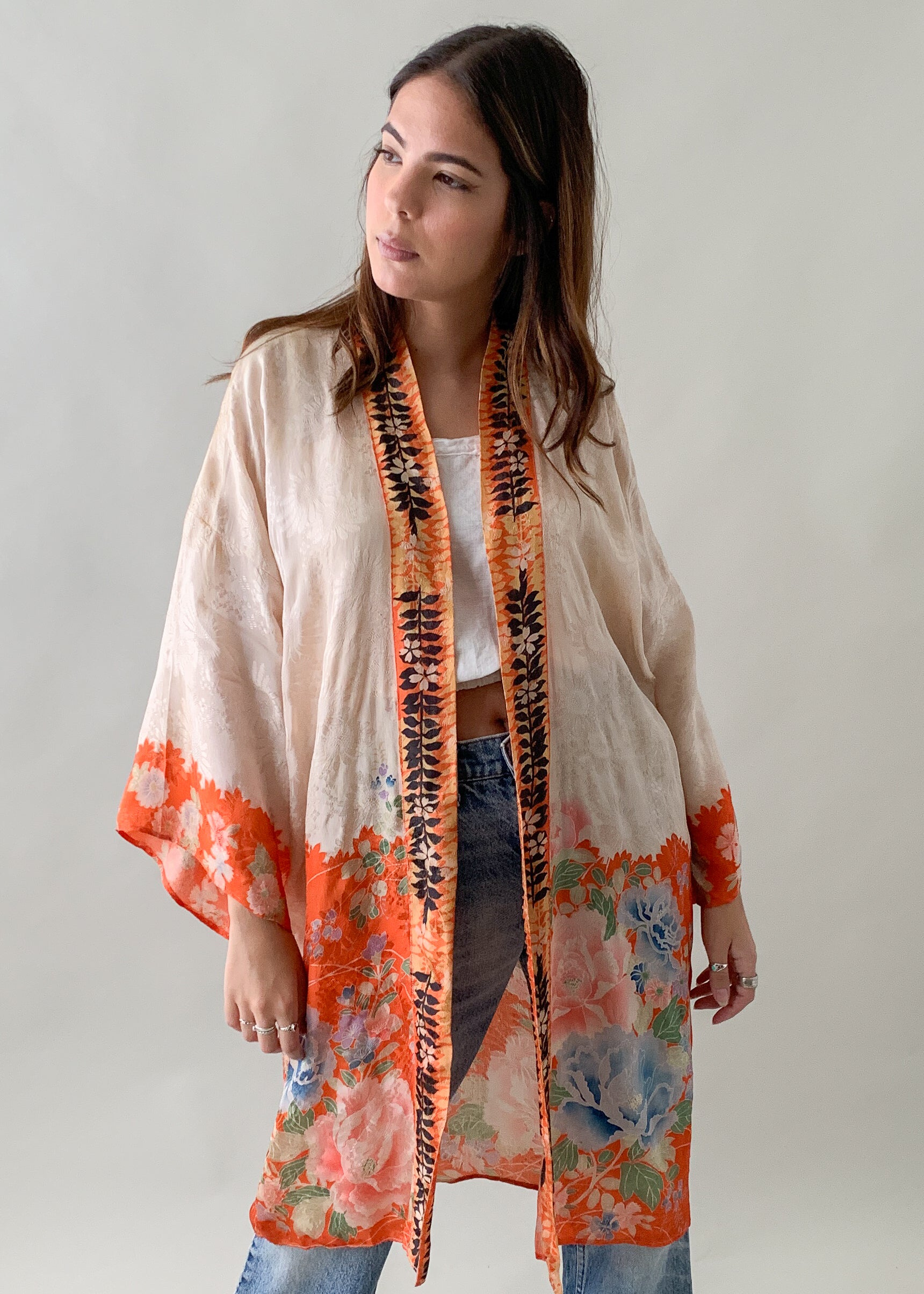 Vintage 1920s Floral Silk Robe