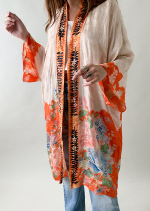 Vintage 1920s Floral Silk Robe