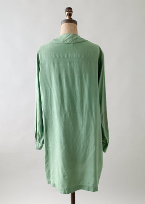 Vintage 1920s Smocked Pongee Silk Tunic Dress