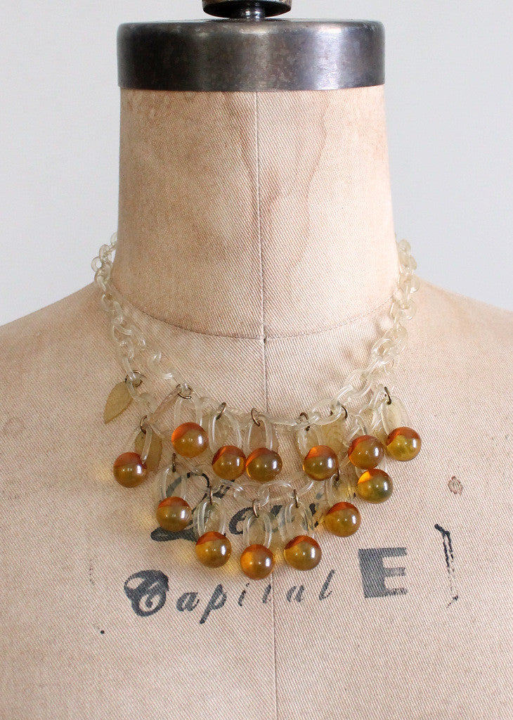Vintage 1940s Applejuice Bakelite and Celluloid Necklace