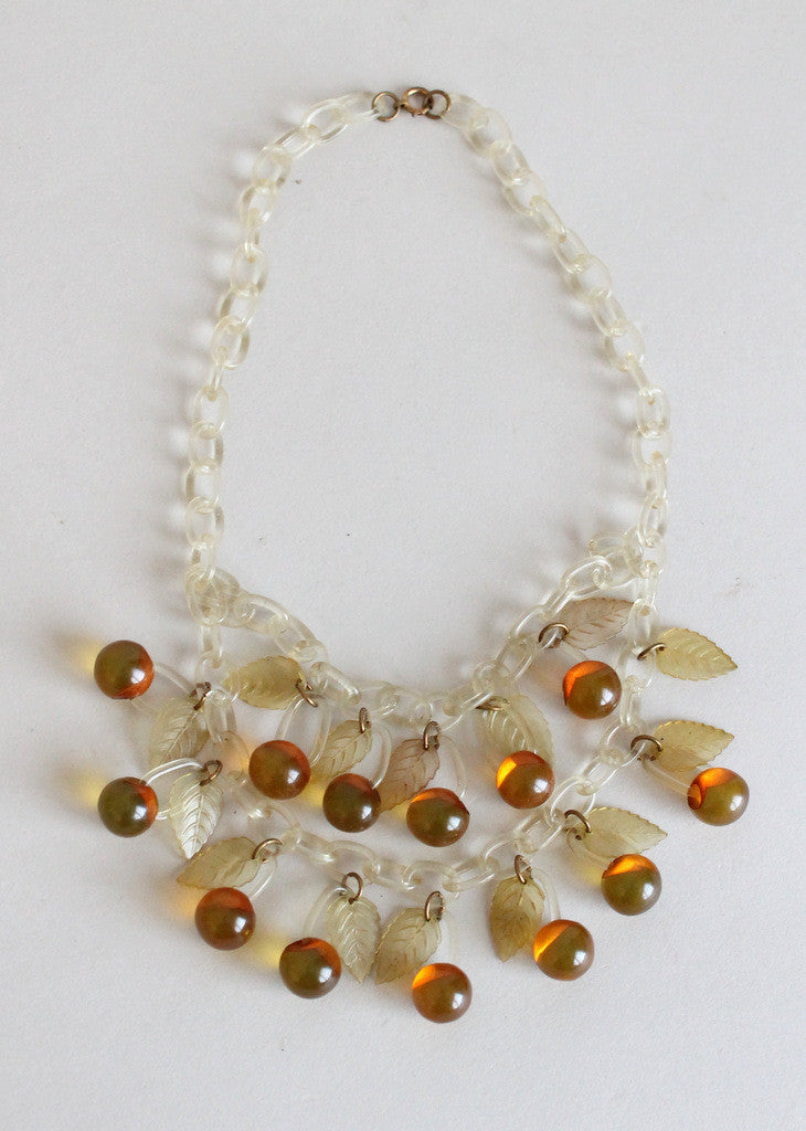 Vintage 1940s Applejuice Bakelite and Celluloid Necklace
