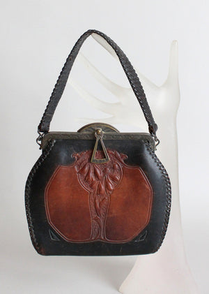 1930s Art Deco Tooled Leather Purse