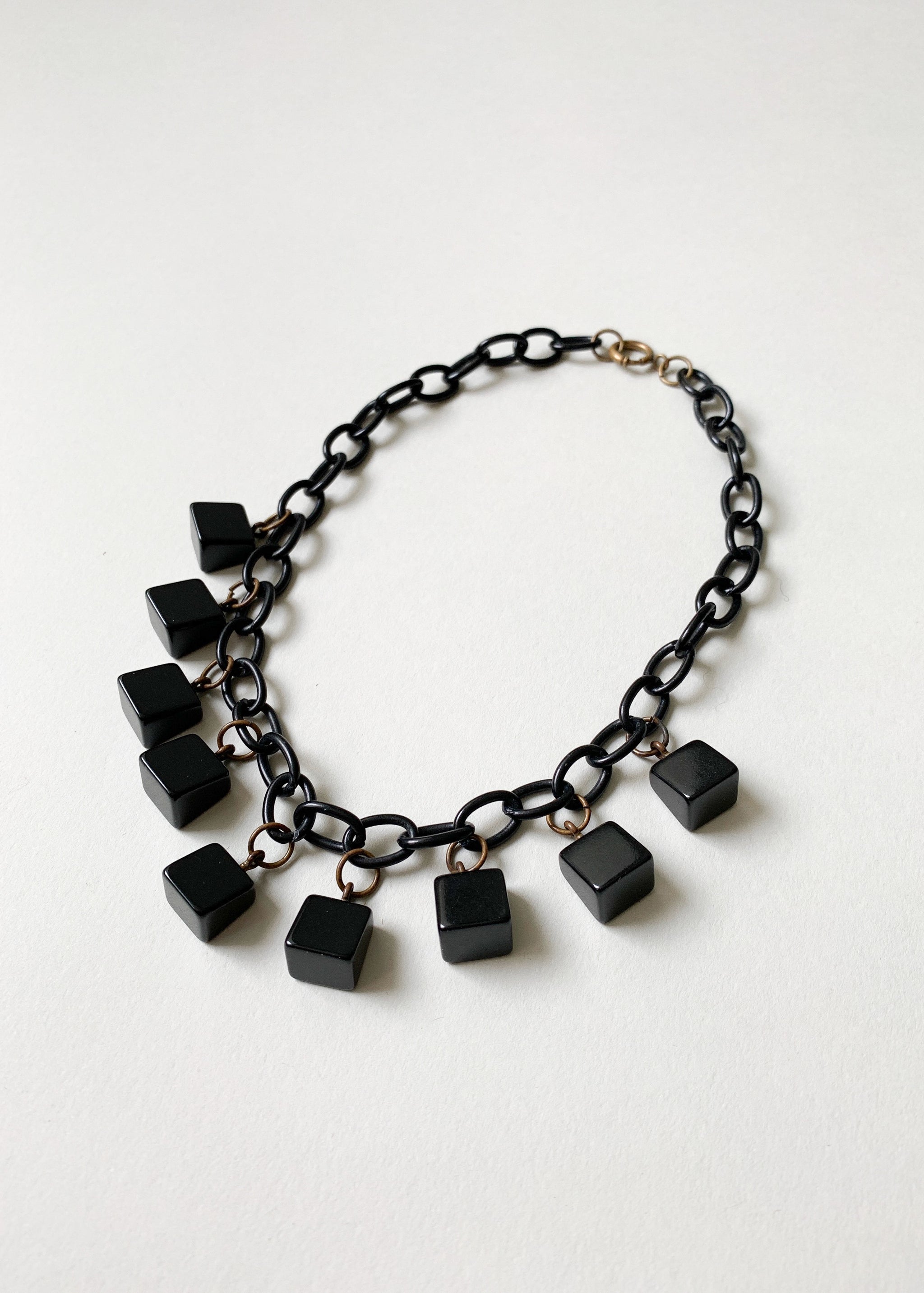Vintage 1930s Art Deco Black Cellluloid Necklace