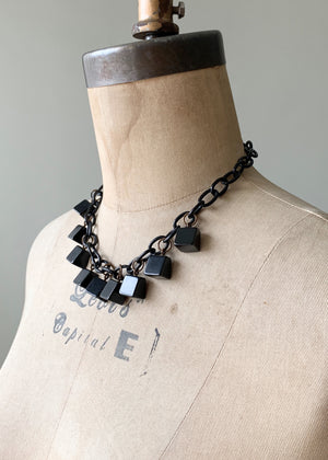 Vintage 1930s Art Deco Black Cellluloid Necklace