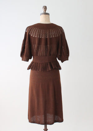 Vintage 1930s Art Deco Knit Dress Set