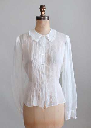 Vintage 1930s Best and Co Sheer Cotton Blouse