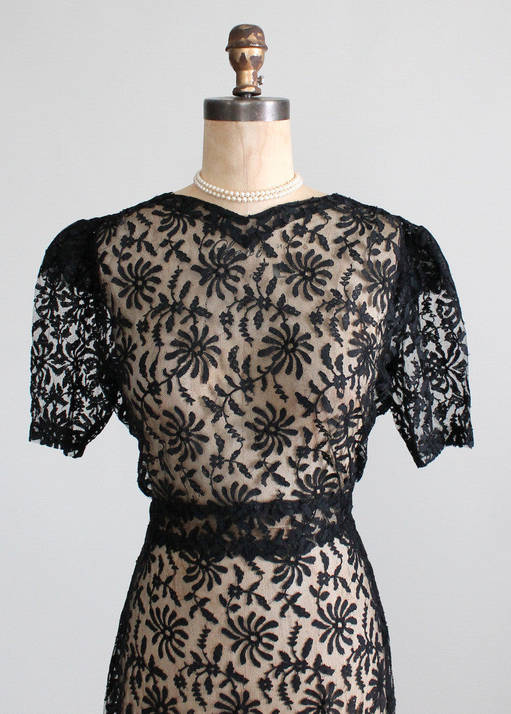 1930s Black Lace Dress
