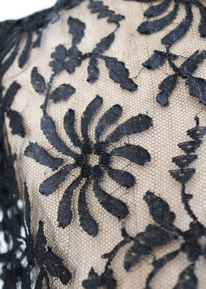 Vintage 1930s Black Lace Sweetheart Dress