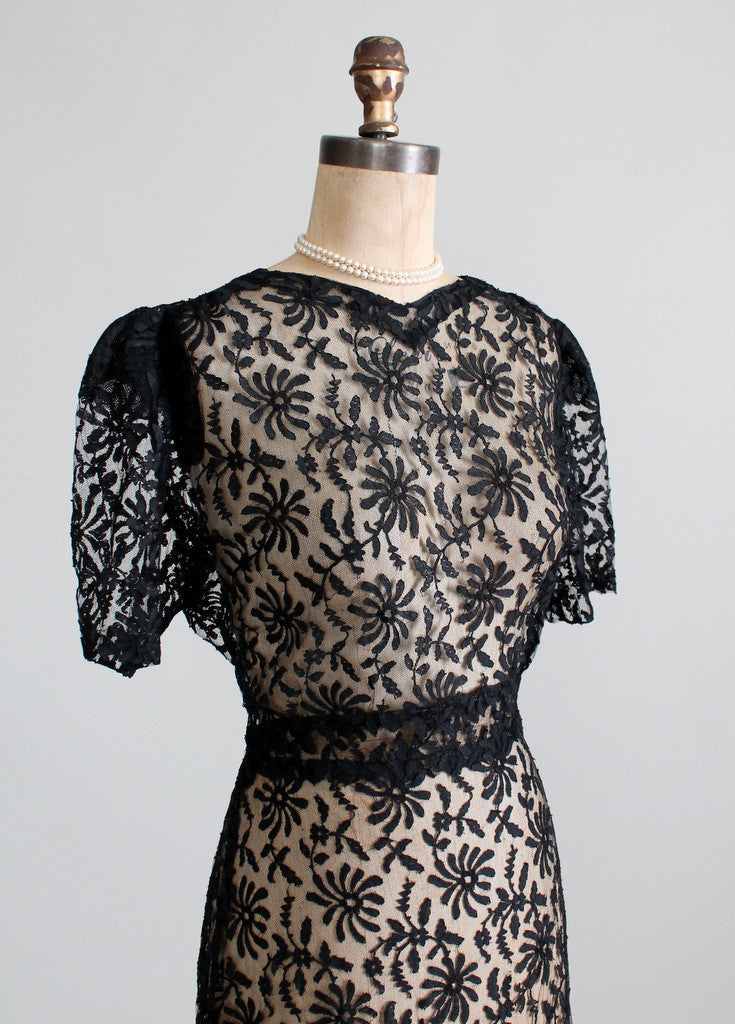 Vintage 1930s Black Lace Sweetheart Dress - Raleigh Vintage Vintage 1930s Black Lace Sweetheart Dress - Raleigh Vintage