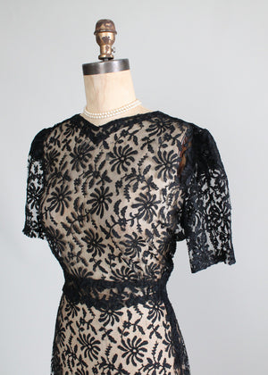 1930s Black Lace Dress