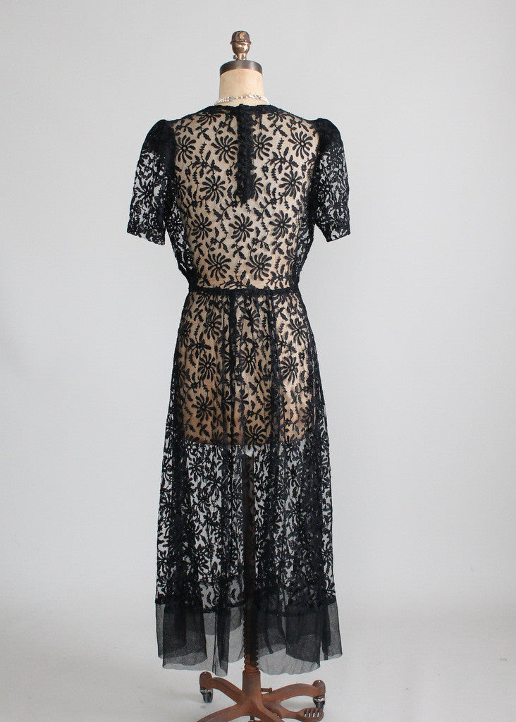 Vintage 1930s Black Lace Sweetheart Dress - Raleigh Vintage Vintage 1930s Black Lace Sweetheart Dress - Raleigh Vintage