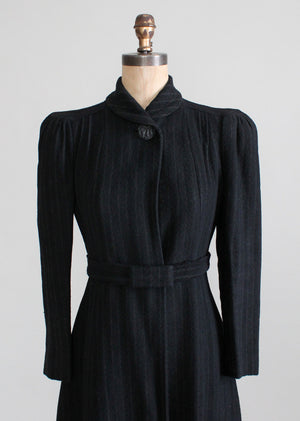 Vintage Late 1930s Pinstriped Wool Coat