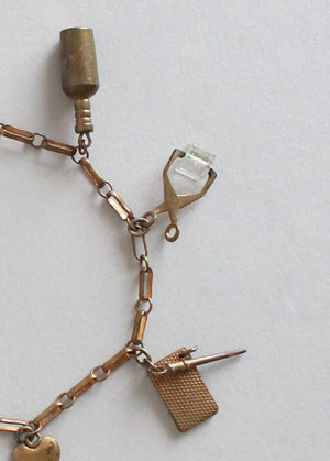 Vintage 1930s Brass Charm Bracelet