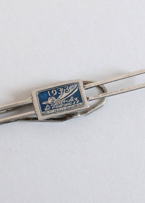 Vintage 1933 Chicago World's Fair Silver Plate Tie Clip