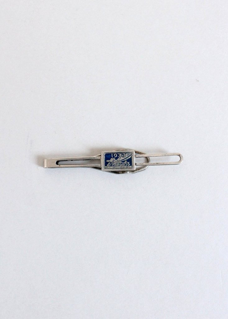 Vintage 1933 Chicago World's Fair Silver Plate Tie Clip