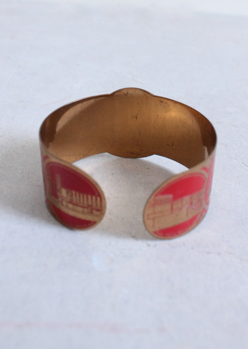 Vintage 1930s Chicago World's Fair Red and Brass Bangle