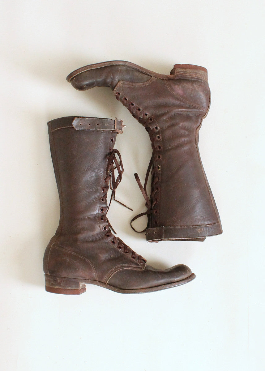 Vintage 1930s Chippewa Tall Lace Up Work Boots - Raleigh Vintage