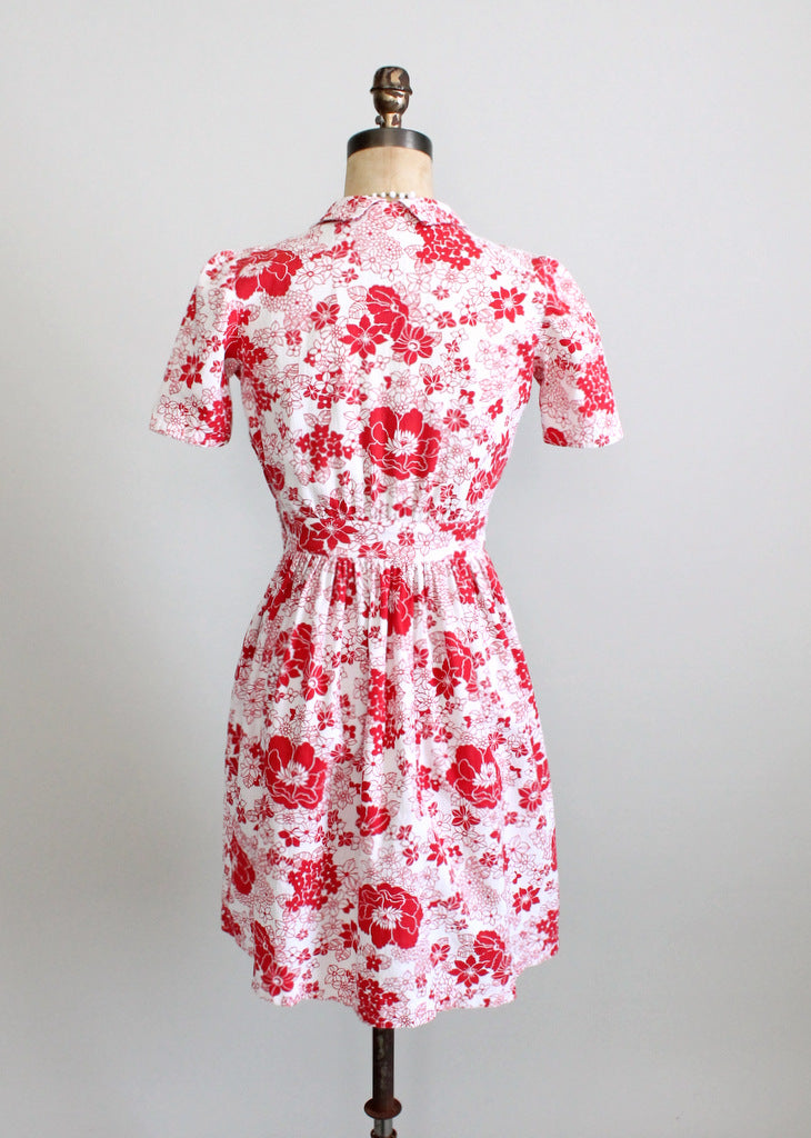 Vintage Late 1930s Floral Pique Cotton Swing Dress