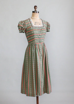 Vintage Late 1930s Cotton Folk Dress