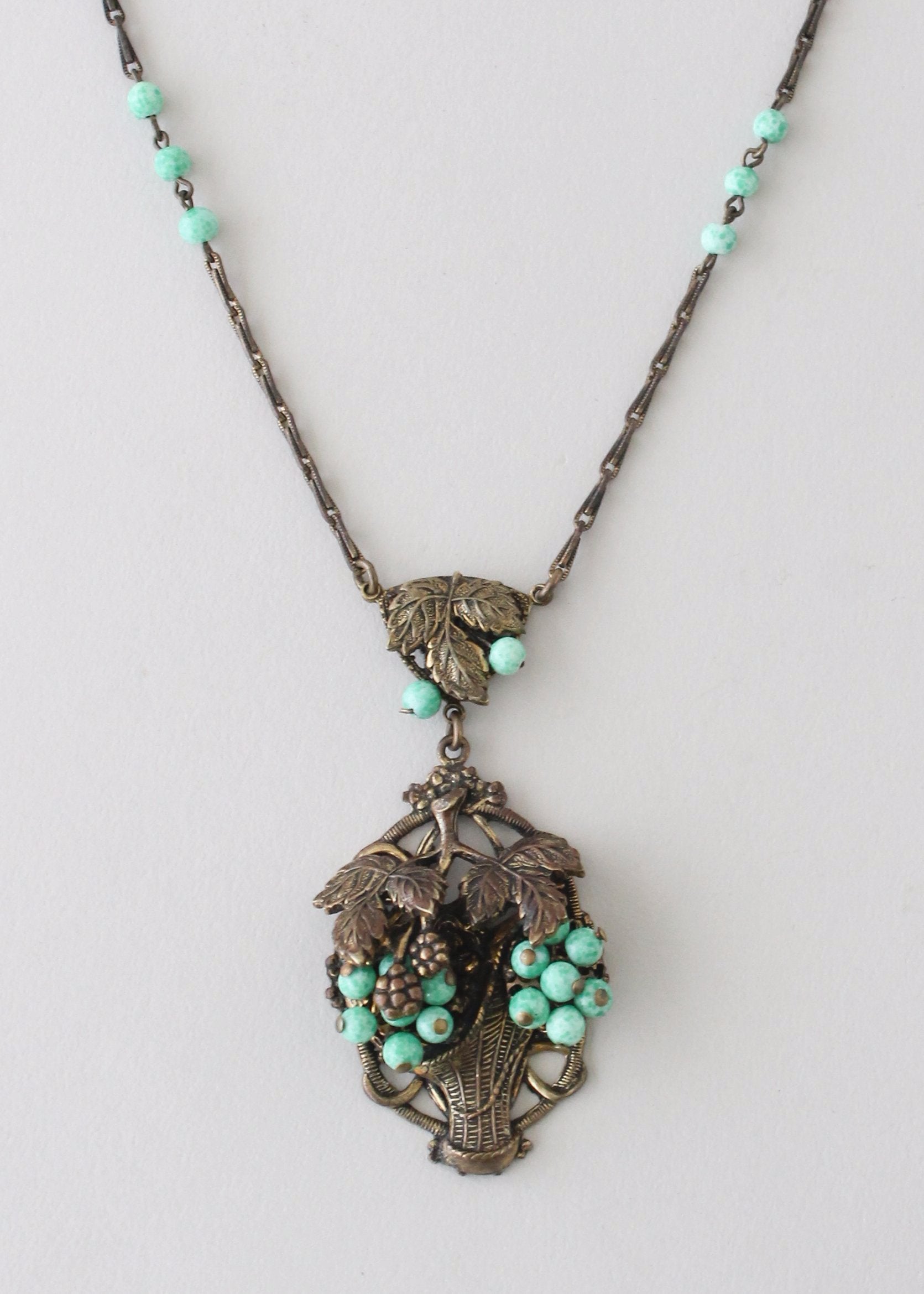 Vintage 1930s Grape Basket Necklace