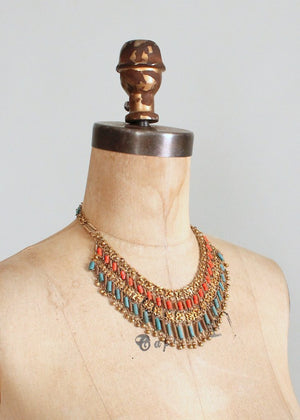 Vintage 1930s Egyptian Revival Necklace and Bracelet Set