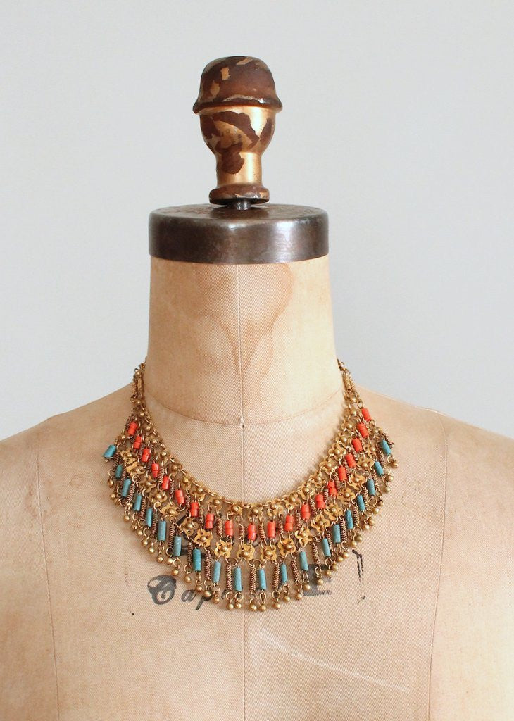 Vintage 1930s Egyptian Revival Necklace and Bracelet Set