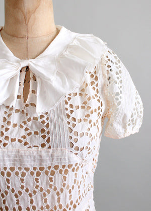 Vintage 1930s Ivory Eyelet Lace Dress and Jacket