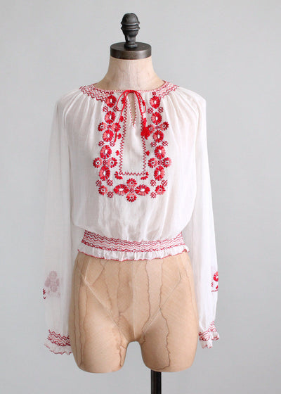 Rare 30s Hungarian Embroidered Blouse (Wounded Bird) main image 0