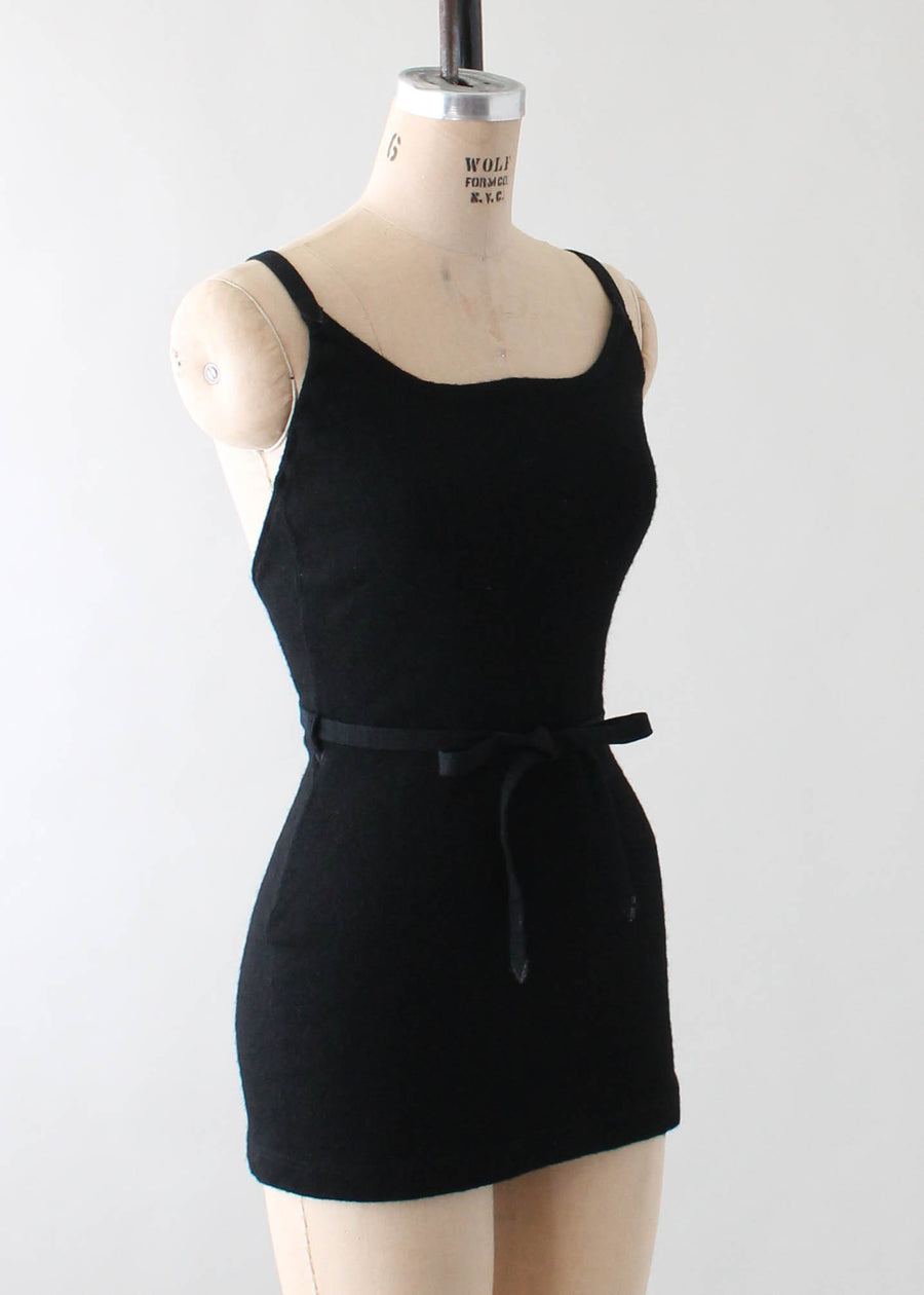 Vintage 1930s Black Wool Jantzen Swimsuit