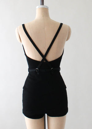 Vintage 1930s Black Wool Jantzen Swimsuit