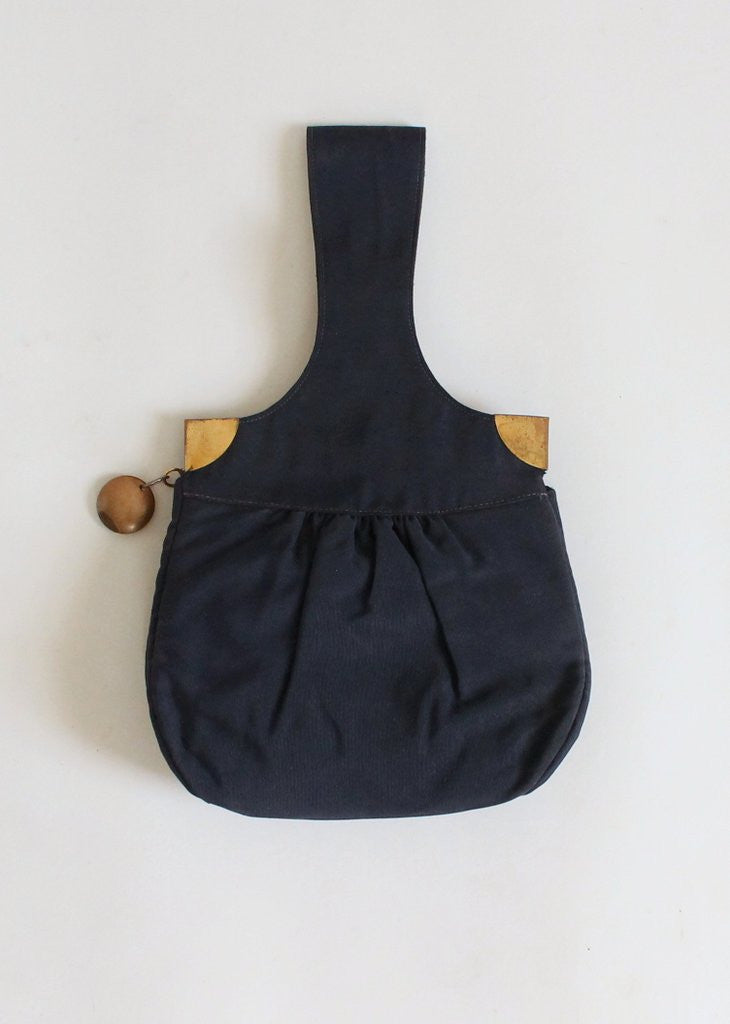 Vintage 1930s Art Deco Navy Faille Purse