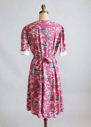 Vintage 1930s Flower Market Cotton Day Dress