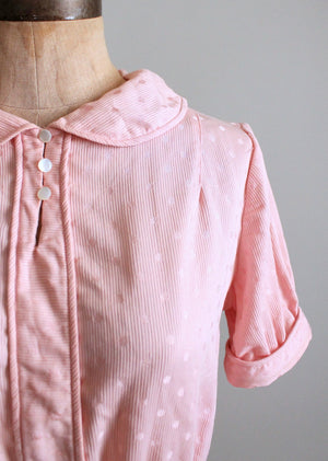 Vintage 1930s Pink Polka Dots Cotton Blouse