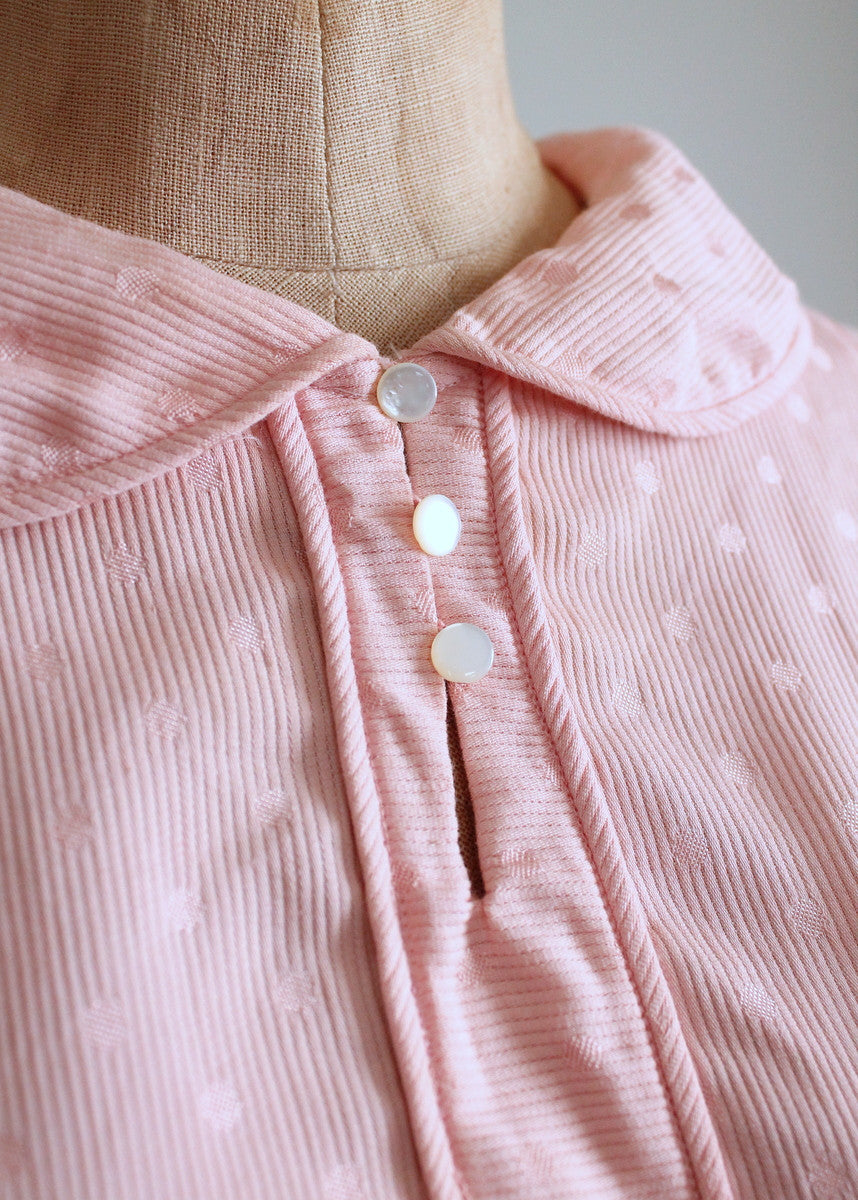 Vintage 1930s Pink Polka Dots Cotton Blouse