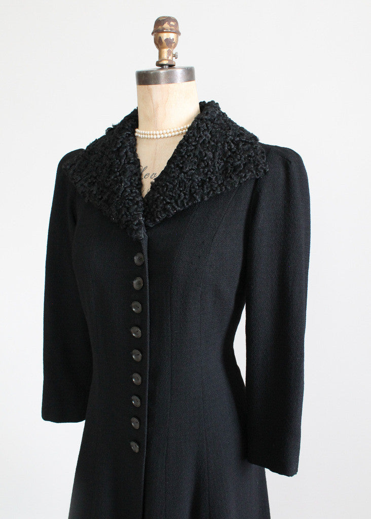 1930s Winter Coat with Curl Lamb Collar