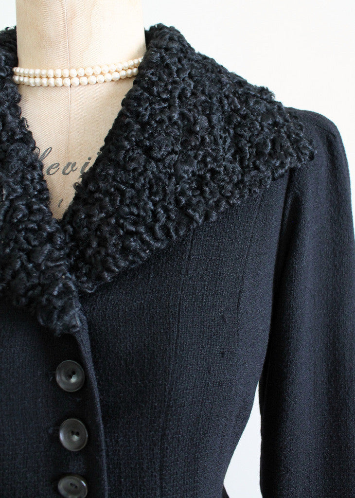 1930s Curly Lamb Fur Collar Coat