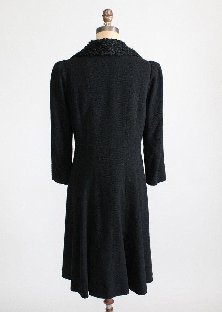 Vintage 1930s Princess Coat with Curly Lamb Fur Collar