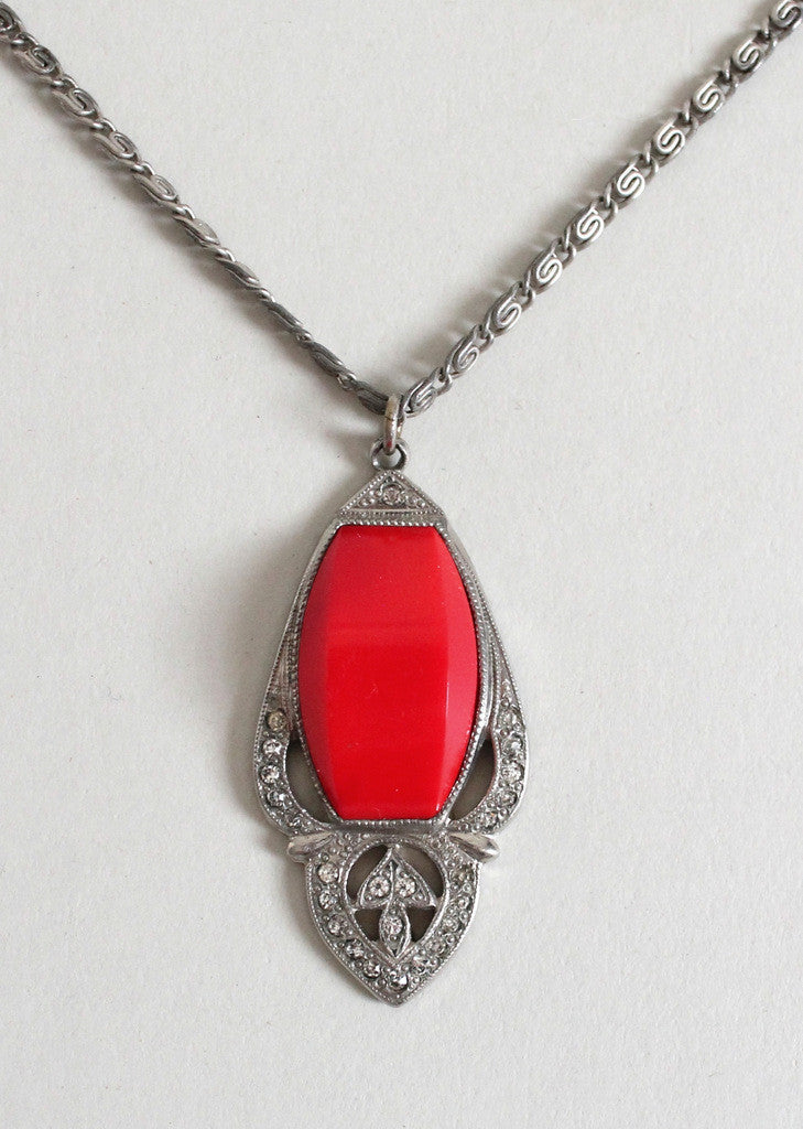 Vintage 1930s Red Dome Art Deco Necklace