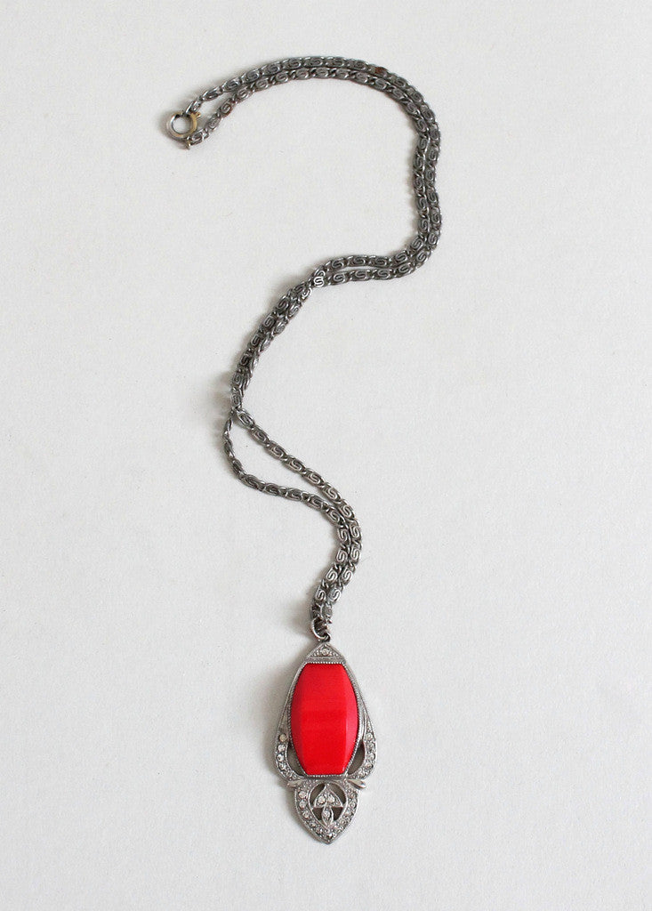 Vintage 1930s Red Dome Art Deco Necklace