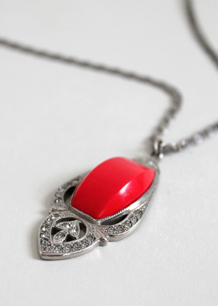 Vintage 1930s Red Dome Art Deco Necklace
