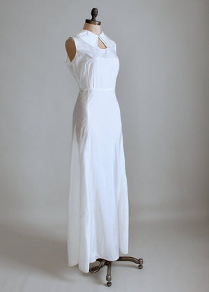 Vintage 1930s White Moire Silk Wedding Dress
