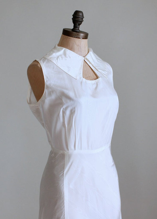 Vintage 1930s White Moire Silk Wedding Dress - Raleigh Vintage