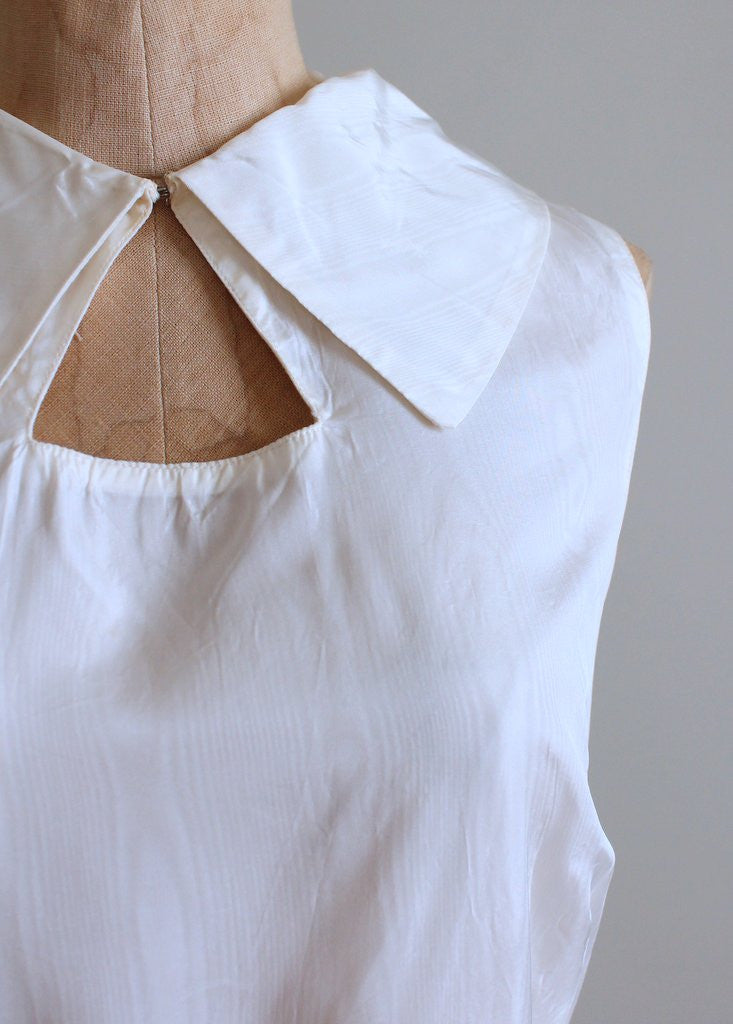 Vintage 1930s White Moire Silk Wedding Dress