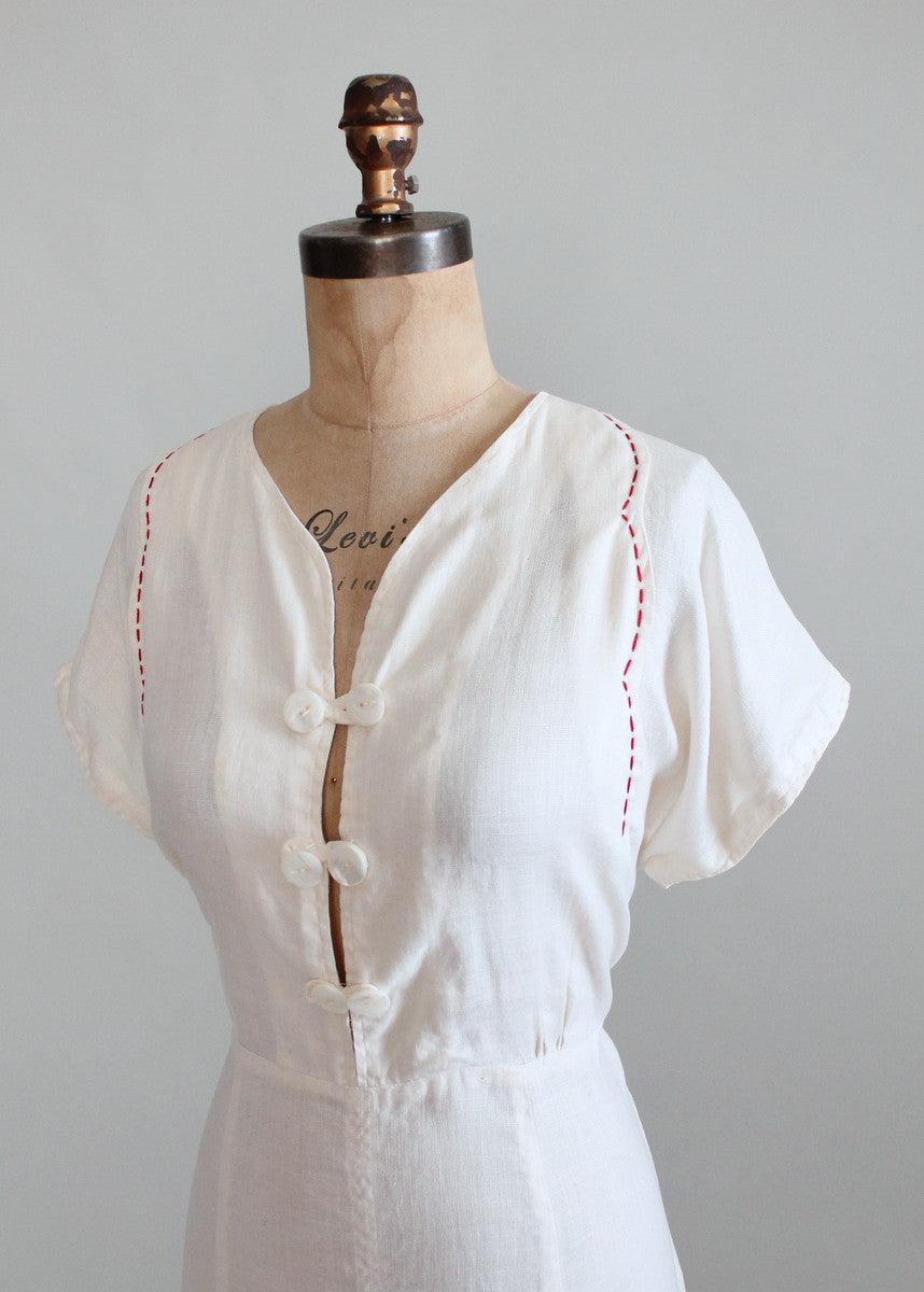 Vintage 1930s Hint of Red Summer Dress