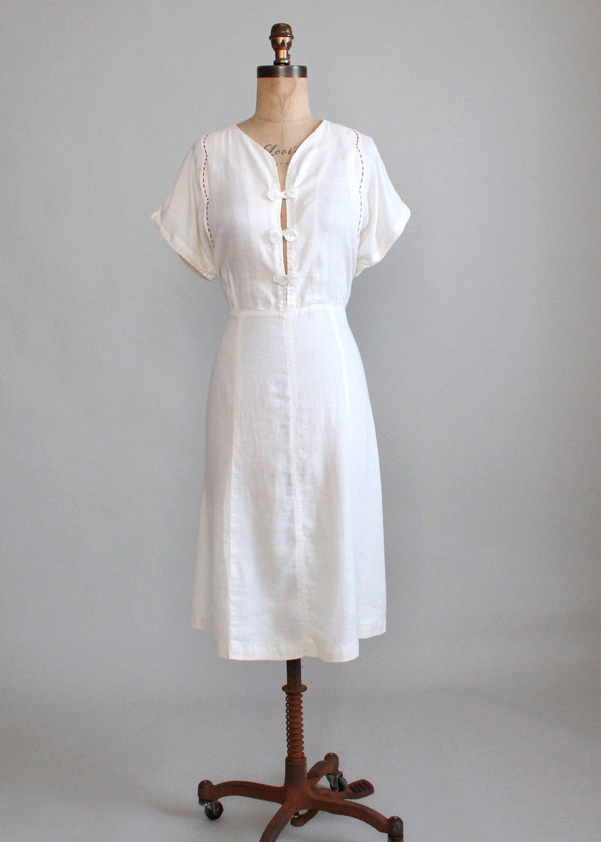 Vintage 1930s Hint of Red Summer Dress