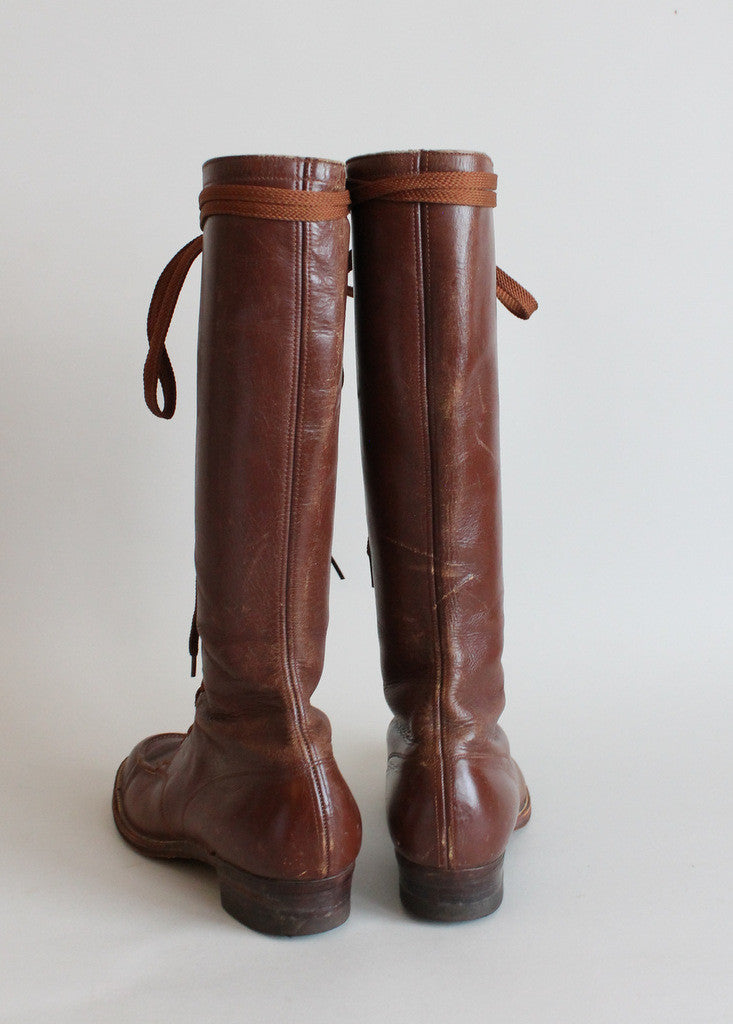 Vintage 1930s Tall Lace Up Boots