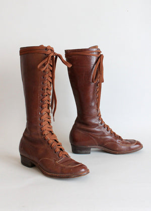 Vintage 1930s Tall Lace Up Boots