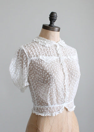 Vintage 1930s White Lace Sweetheart Blouse